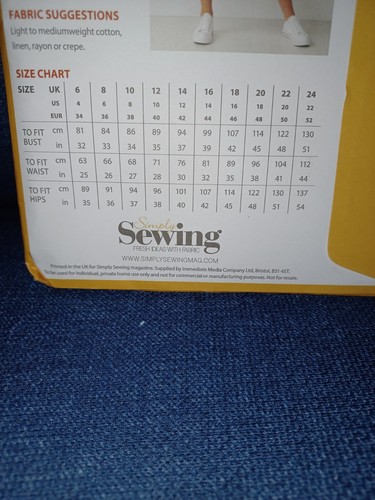 Simply Sewing - The Autumn Dress Sewing Pattern UK Size 6-24 - US Size 4-22 New - Picture 4 of 4