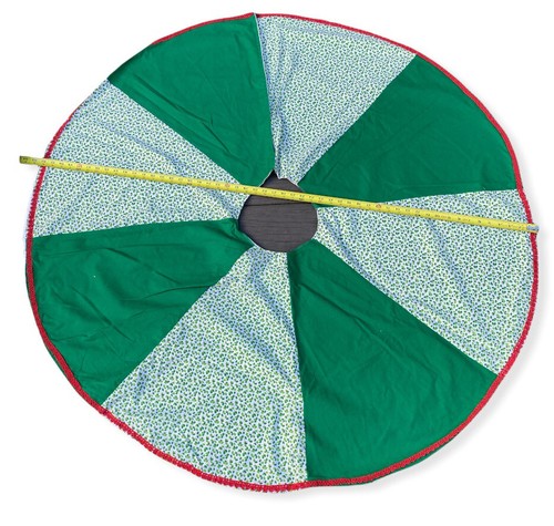 Vintage Weihnachtsbaum Rock Fransen Stechpalme Handarbeit grün rot weiß MCM Retro - Bild 3 von 10