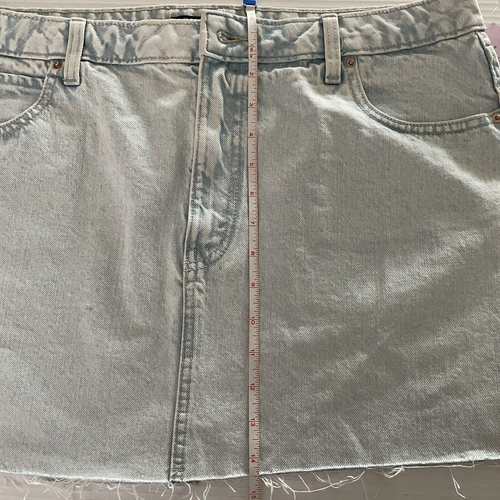 Denim Minirock roher Saumkante hellblau Wild Fable Größe 16 Reißverschluss vorne neu Etikett - Bild 6 von 9