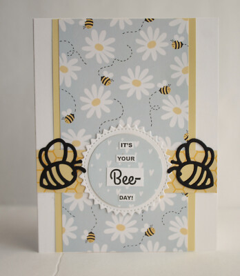 Handmade IT'S YOUR BEE DAY birthday card kit of 4