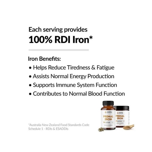 Ancestral Nutrition, Primal Iron (100% Grass-Fed Beef Spleen), 90 Capsules - Afbeelding 4 van 5