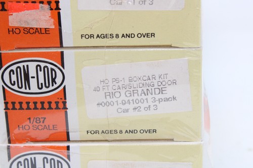 HO Scale Con Cor PS-1 Boxcar Kit Rio Grande 3 Pack 941001 Cookie Box NIB D&RGW - Picture 6 of 10