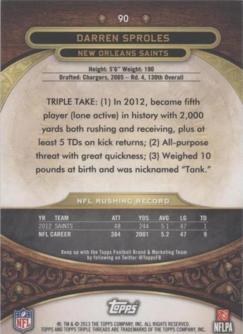 2013 Topps Triple Threads Darren Sproles #90