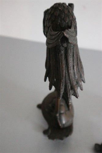 Ancienne lampe de table chevet BRONZE GRUE SUR TORTUE MINOGAME chine japon XIXe - Foto 11 di 13