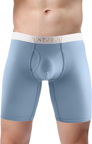 Men's Extra Support Long Leg Boxer Briefs Open Fly Big And Tall Underwear M-3XL - Picture 1 of 37