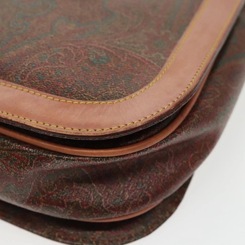 ETRO Paisley Hand Bag PVC Leather Brown Auth am7198 - Picture 10 of 24