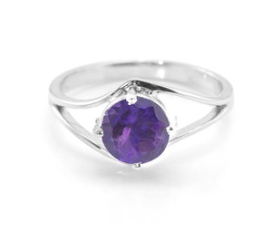 925-Sterling-Silver-Natural-Purple-Amethyst-Ring-Round-Size-5-6-7-8-9-10-11