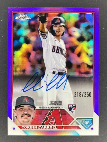 Corbin Carroll 2023 Topps Chrome Baseball (RA-CCA) Purple Refractor Auto #/250