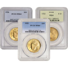 US Gold $10 Indian Head Eagle - PCGS MS64 - Random Date and Label