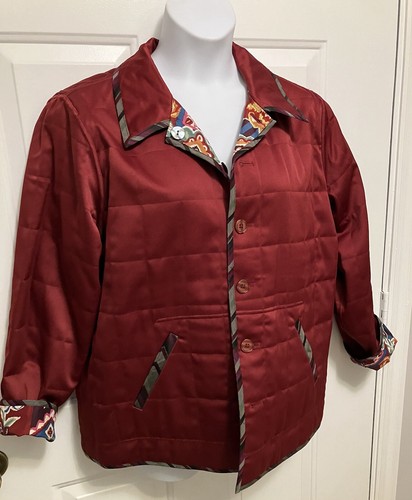 NWT Koos of Course 1X Women’s Burgundy Red Art To Wear Reversible Jacket XL - Picture 3 of 9