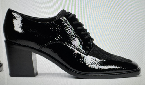 Donald Pliner Katrice Black Women's Oxford Pumps Leather Fur Chunky Heel 8.5 - Picture 17 of 21