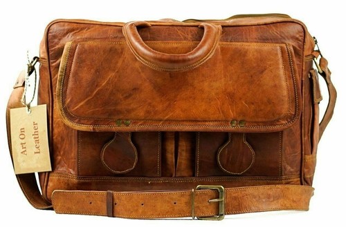 New Shoulder Satchel Men's Laptop Crossbody Genuine Messenger Leather Bag - Picture 2 of 5