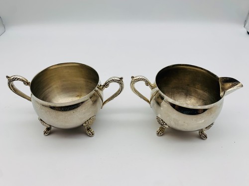 Vintage Sahne Kännchen und Zuckerdose versilbert 14cm x 8cm - Bild 5 von 5