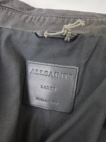 AllSaints Men's Black Karl Leather Jacket Size Large All Saints - Picture 4 of 5