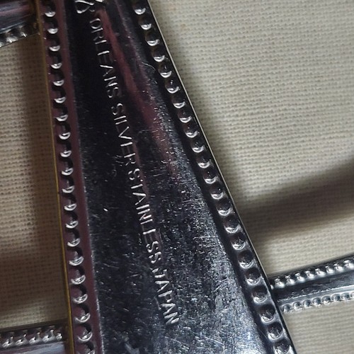 6 forchette per insalata 2 cene Orléans argento inox Giappone posate bordo perline otorinolaringoiatria 48 - Foto 6 di 8