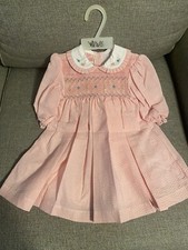 Will'beth Will Beth baby girl 3 mo pink Seersucker embroidery dress Flocked New