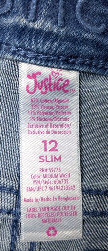 Girls Youth JUSTICE Distressed Classic Short Sz (12 Slim) Denim Medium Wash NWT - Picture 7 of 7