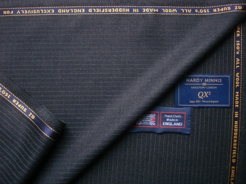 Hardy Minnis SUPER 150's WOOL SUITING FABRIC IN “Charcoal with Bead Stripe” 3.4m - Picture 2 of 12