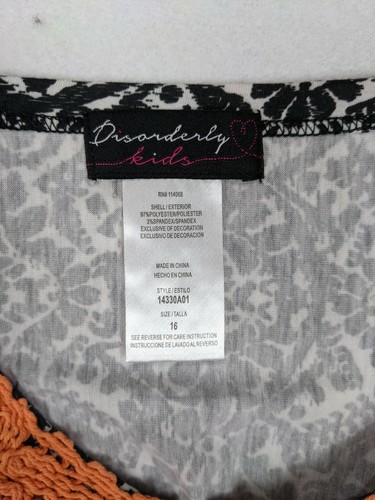 Disorderly Kids Dress Sz 16 Polyester Blend Black Orange - Picture 7 of 9