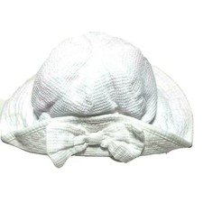 Vintage 1990s Starting Out Infant Baby Sun Hat Cotton White Bow 3-6 month 3M 6M