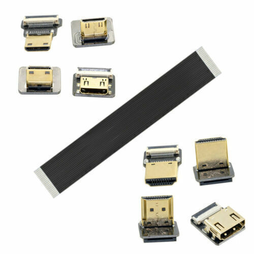Up abgewinkelt 90 Grad FPV HDMI Flachbandkabel Micro HDMI auf Mini HDMI Stecker FPC - Bild 1 von 10