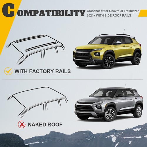 Upgrate Black Cross Bars For Chevy Chevrolet Trailblazer 2021 - 2026 Roof Rack - Picture 2 of 17