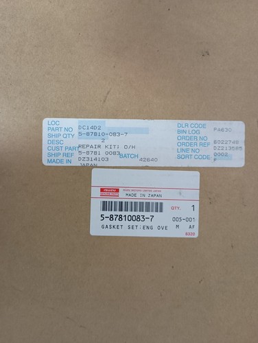 ISUZU 3AB1 rebuild piston ring overhaul gasket Kit oEM 5-87810-083-7 Tractor - Picture 3 of 4