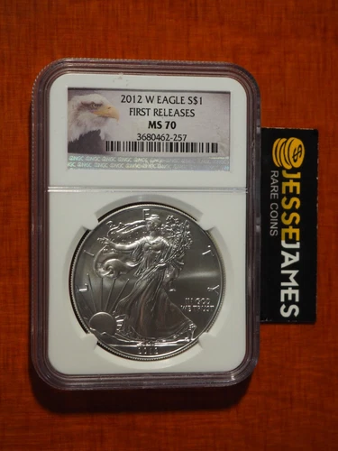 2012 W BURNISHED SILVER EAGLE NGC MS70 FIRST RELEASES BALD EAGLE LABEL