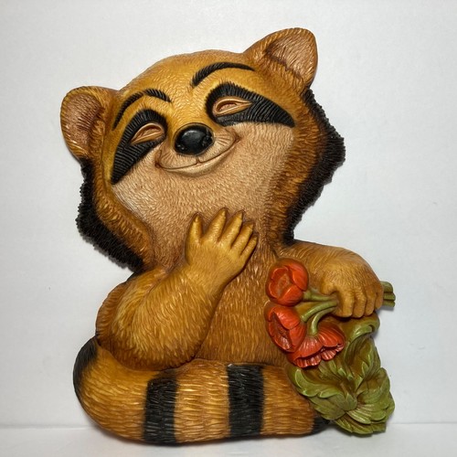 Vintage Kunststoff Waschbär Wandrelief hängend #7497 Tierdekor HOMCO/DART IND. - Bild 2 von 8
