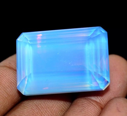 Large Blue Pinkish Fire Opal 50+ Ct. Australian Emerald Cut Loose Gemstone - Picture 1 of 5