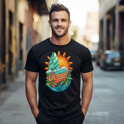 Retro_46 Surfing Feel t-shirt - Ride the Waves in Style! Funny t-shirt, Unisex P - Picture 9 of 46