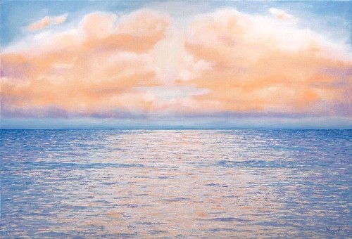 Anastasia Woron :" Nel Mare Di a Colore Vanilla " -óleo Original Firmato (73x50