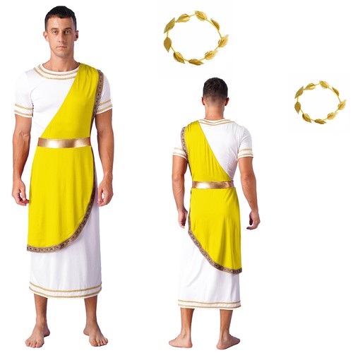 Mens Toga Cosplay Costume Adult Ancient Greek God Robe Halloween Dress Up - Picture 24 of 69