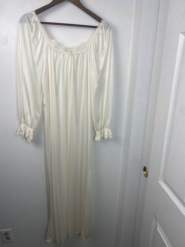 Conjunto de bata camisón largo sedoso vintage Miss Elaine crudo romántico años 80 LEER - Imagen 15 de 24