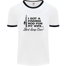 Fishing Rod for My Wife Fisherman Funny Mens Ringer T-Shirt