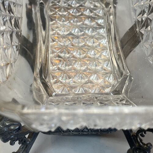 Vintage Victoria Wilcox Silver plated Rams Head Bridge Basket W /EAPG Glass Bowl - Picture 4 of 11