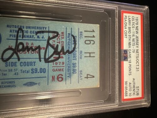 Larry Bird - Rookie Ticket Stub - Celtics vs. Nets - 31/10/79 ☘️PSA AUTO 10🔥🔥 - Foto 2 di 4