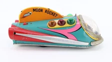 Vtg Masudaya Modern Toys Moon Rocket Tin Toy Japan Space Ship Lights Up