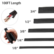 100FT PET Expandable Wire Cable management Sleeve Sheathing Braided Loom Tubing 