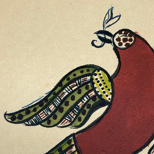 c.1900 Pennsylvania Dutch Folk Art Fraktur-Style Ink & Gouache Painting X9TT4 09 - Picture 3 of 4