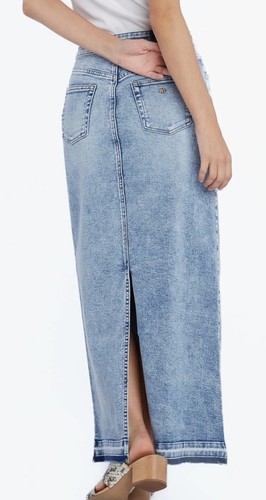 New Wash Lab Selma Pieced Denim Maxi Skirt In Azure Wash Size 31 - Picture 2 of 11