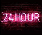 24 Hour Pink Acrylic 14"x4" Neon Light Sign Lamp Bedroom Display Art Wall Decor