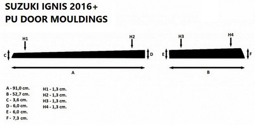 Cubierta de moldeo de protección de puerta de automóvil borde carrocería negra molduras laterales Suzuki Ignis 2017- - Imagen 4 de 11