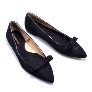LANE-BRYANT-039-Illusion-039-Womens-Sz-9W-Black-Mesh-Bow-Pointed-Ballet-Flats
