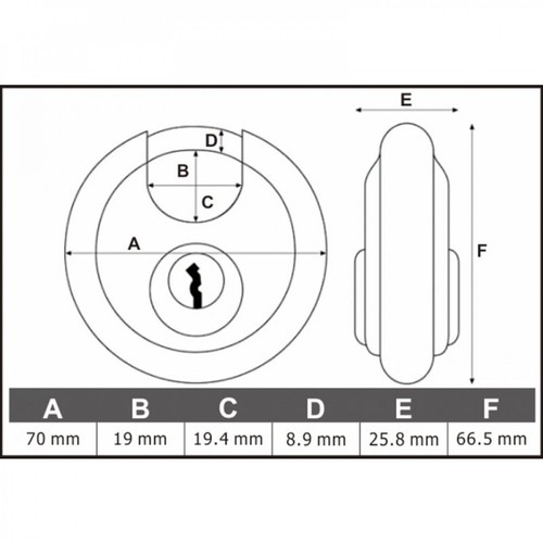 Diskus-Vorhängeschloss 60, 70, 80 oder 90 mm, Diskus-Zahlen-Vorhängeschloss - Bild 13 von 29