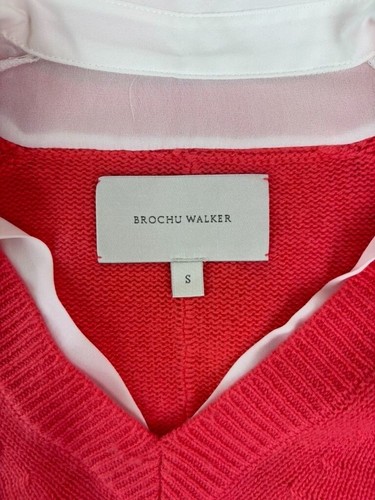 Brochu Walker women's small coral pink the looker layered v-neck sweater top - Picture 6 of 7