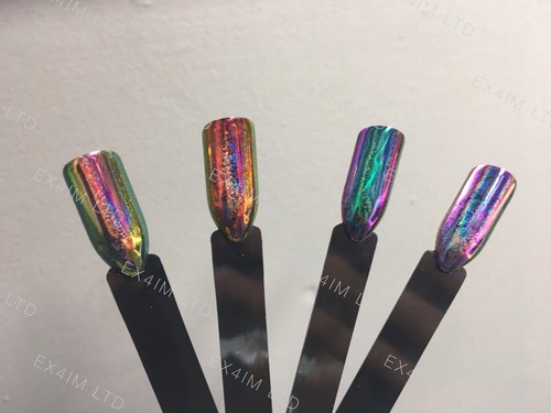 Chameleon Holographic Nail Flakes Peacock Unicorn Mirror Chrome Powder Colour UK - Picture 7 of 13