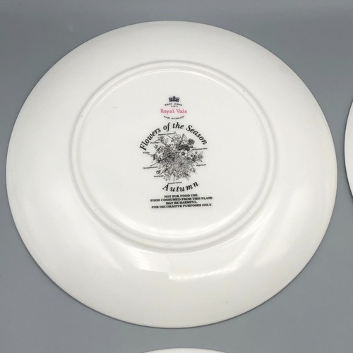 4er Set komplett Vintage Royal Vale Blumen der Saison Deko Teller 8" - Bild 7 von 11