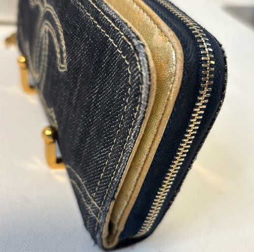 Chanel CC logo charm denim zip around card wallet - Picture 3 of 10