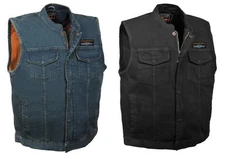 US Submarine Service ZIPPER Denim VEST Motorcycle Biker Dolphins Concealed Carry